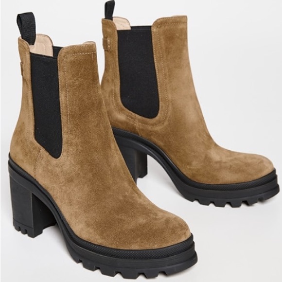 NEW Veronica Beard Winnie Suede Lug Sole Heeled Chelsea Boots Size 10.5 Moss - Picture 1 of 15